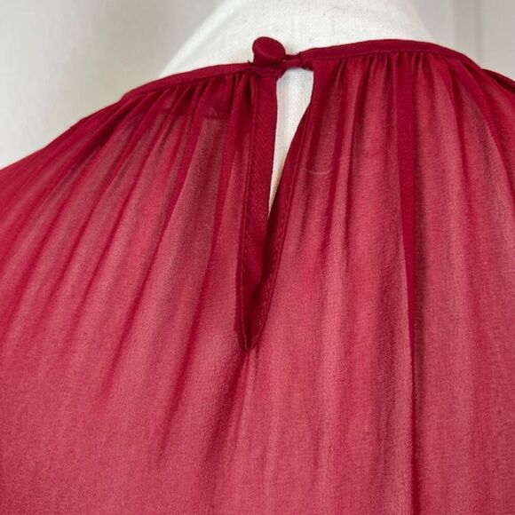 Slate & Willow Rose Illusion Dress Chiffon Lined Elastic Waist Red Womens Size 0 - Picture 8 of 14